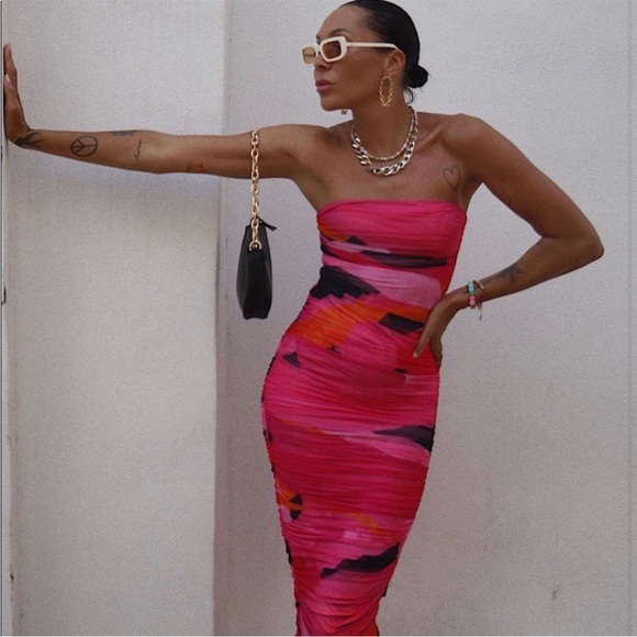 House Of CB ‘Sasha’ Multicolor Strapless Dress NWOT - Picture 7 of 12